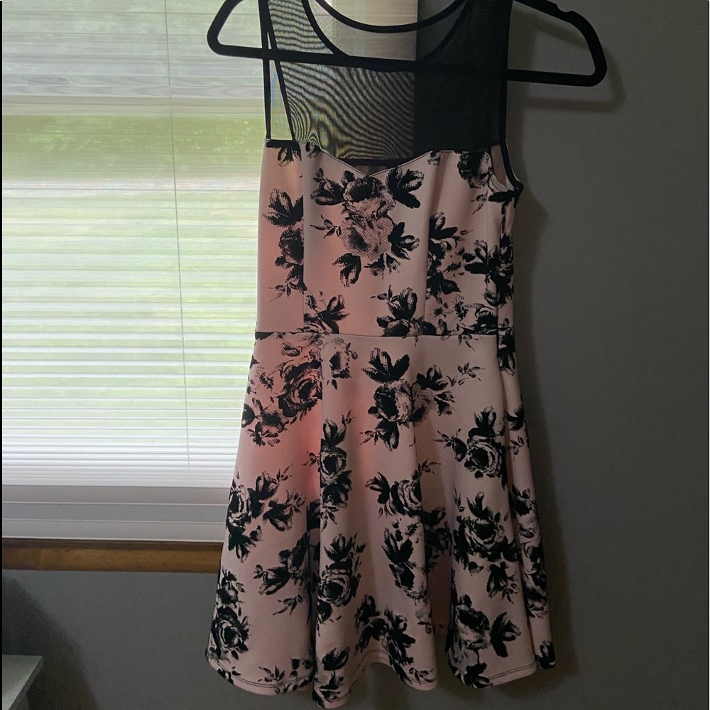 Mesh High-neck Floral Dress